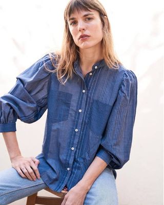 Ingrid Bluse | Indigostreifen