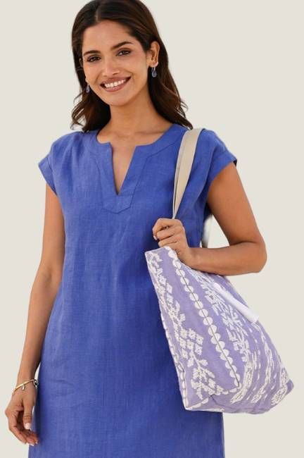 Paros Jute Bag | Cornflower/White