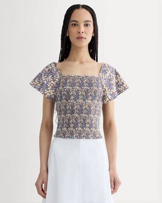 The Gauze Smocked Top | Mocha Floral