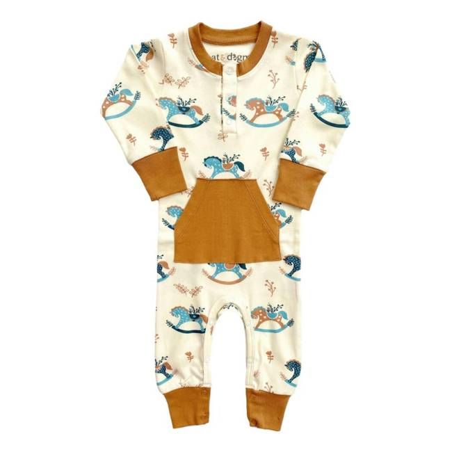 GOTS Certified Organic Cotton Playsuit - Rocking Horse