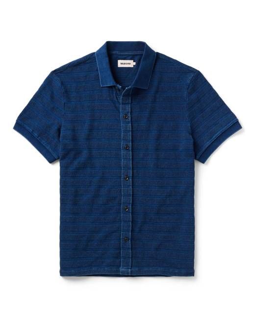 The Bywater Polo in Rinsed Indigo Knit Stripe