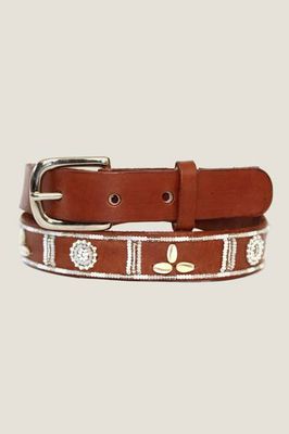 Shell Leather Belt | White