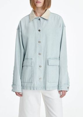 AGOLDE x MARIA MCMANUS Oversized Field Jacket in Washed Pale Indigo