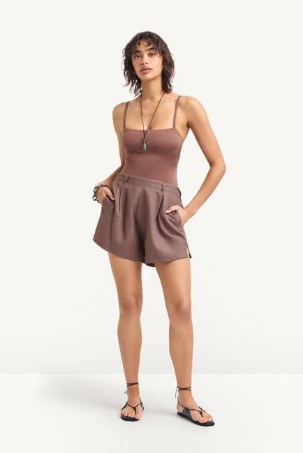 The Getaway Short - Mocha EcoLinen