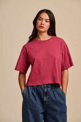 Zayla - Kurzes Boxy-T-Shirt aus Baumwolle in Kastanienbraun