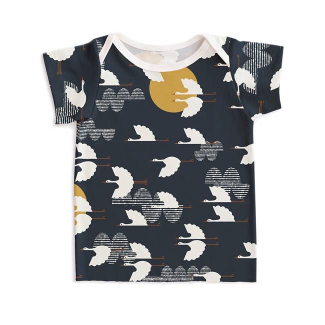 Short-Sleeve Lap Tee - Cranes Night Sky
