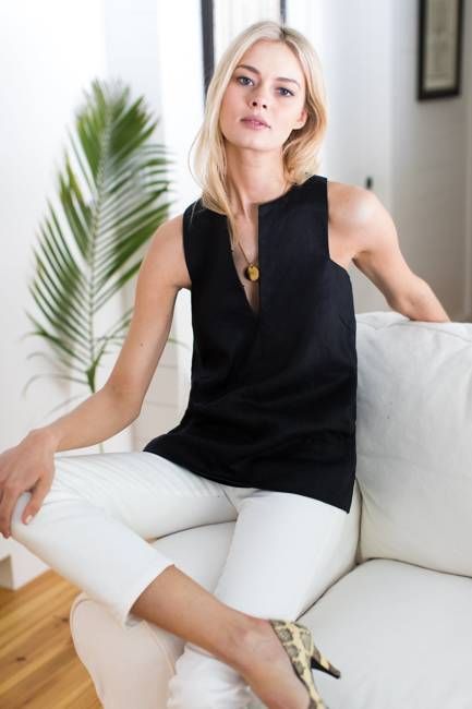 A Line Mod Top - Soft Black Linen