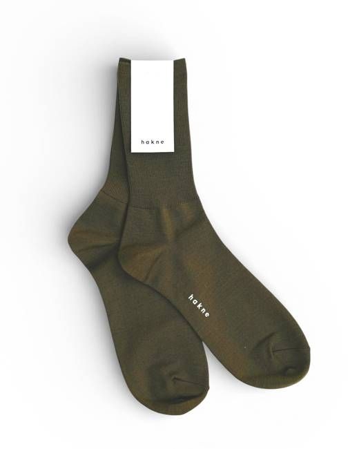 Merino Wool Ribbed Socks in Green