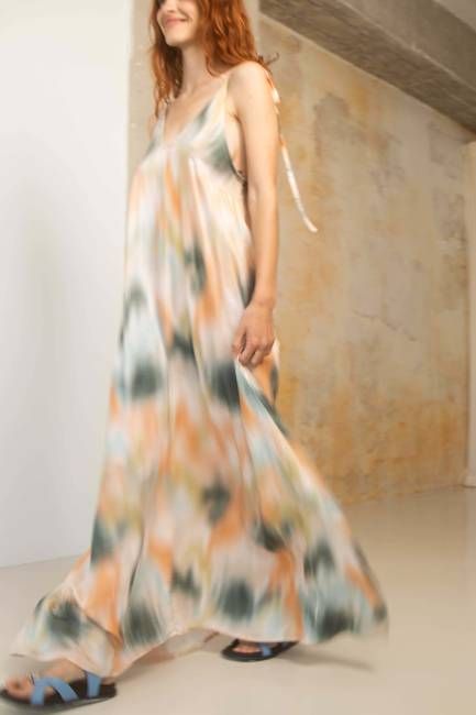 Printed Ecovero Viscose Maxi Dress