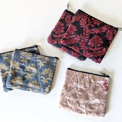 Handmade sari coin pouches