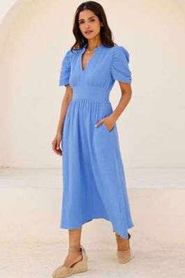 Esha Cheesecloth-Kleid aus Bio-Baumwolle | Kornblume