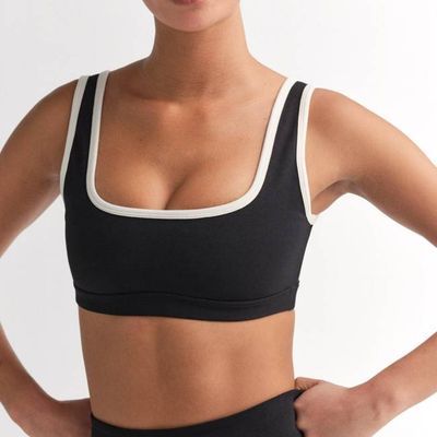 Organic Stretch Contrast Square Neck Sports Bra