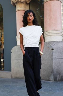 Jamie Drape Top In Chalk