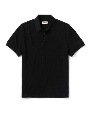 The Pacific Polo in Black Indigo Pique Stripe