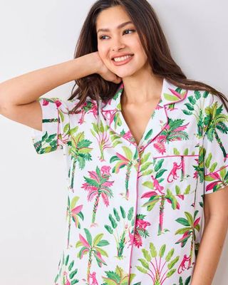 Royal Palms - Short PJ Set - Pink Basil
