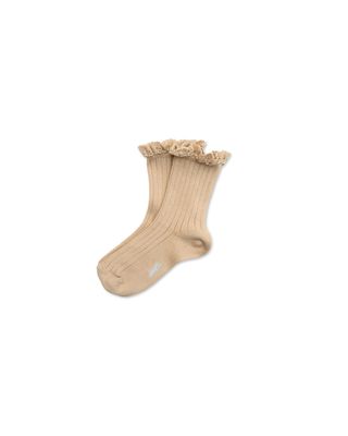 Collegien Lace Trim Ankle Socks - sable