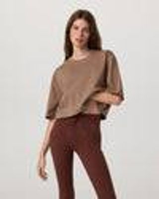 Women's Short Sleeve Heavyweight Crop Cotton Tee | Nutmeg | Vuori