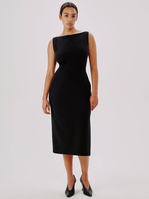 Doppio Boatneck Dress | Black