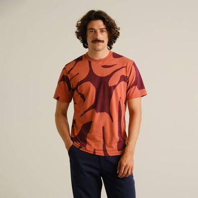 DEDICATED - T-shirt Stockholm Abstract Coral Fig Red