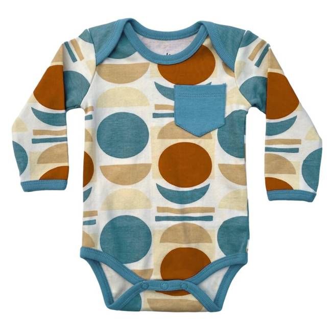Organic Cotton Long Sleeve Bodysuit - Geometric Moon