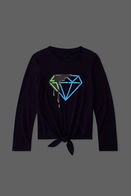 Glow-In-The-Dark Diamond Tie-Front Tee - FINAL SALE
