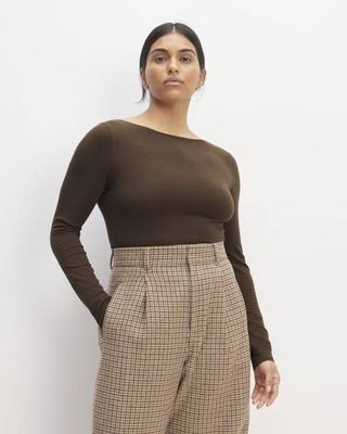 The Supima® Form Scoop-Back Tee | Cocoa