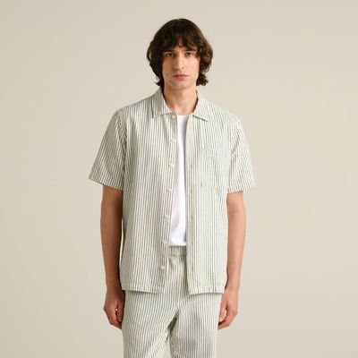 DEDICATED - Shirt Brantevik Work Stripe Forest Green