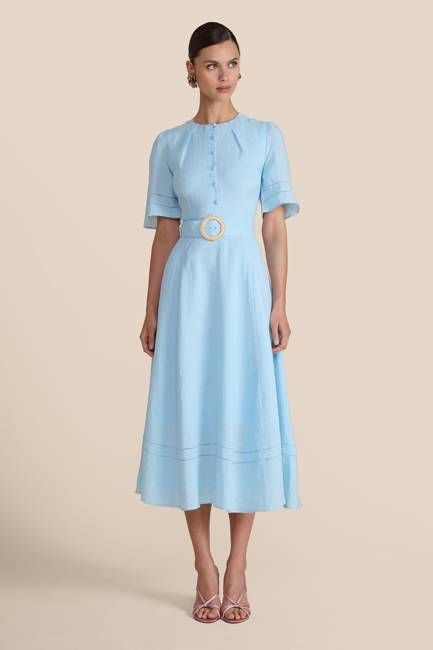 Aybra Linen Cornflower Dress