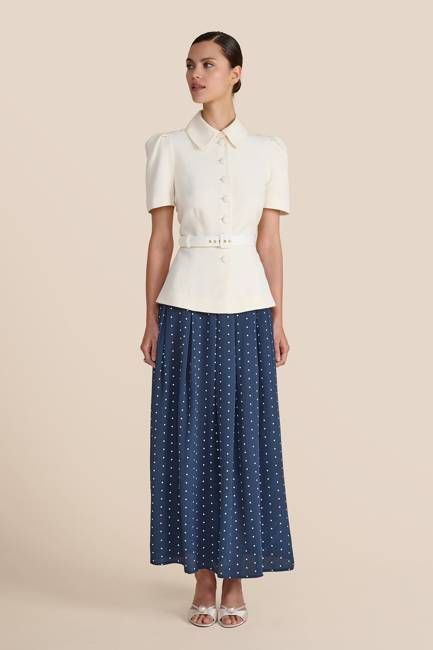 Marnie Navy Polka Dot Skirt