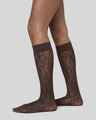 Rosa Lace Kniestrümpfe