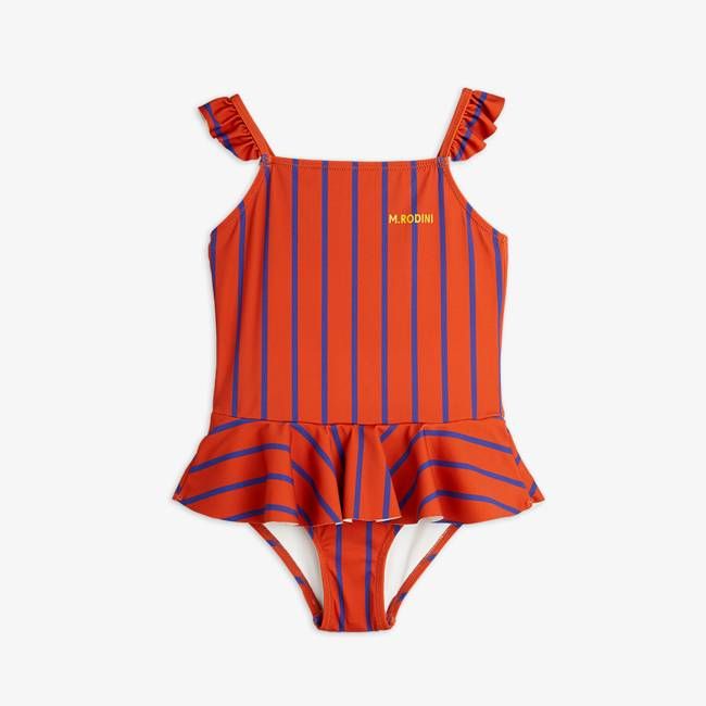 Vertical Stripe Skirt Swimsuit