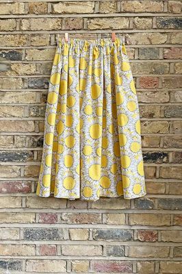 Tina Gathered Midi Skirt Yellow Liberty Sunflower Print