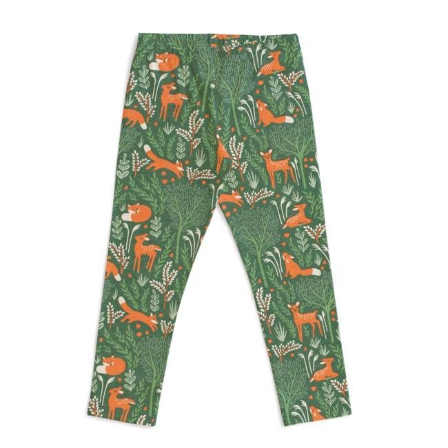 Baby Leggings - Deer & Foxes Green