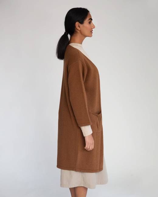 Whitney-Rose Virgin Wool Cardigan In Tan