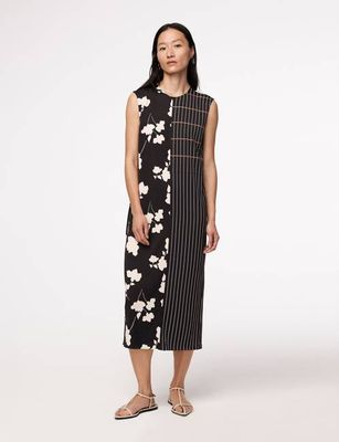 Pinstripe Floral Sleeveless Dress - Resale | Floral Plaid