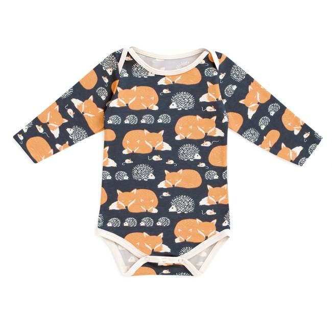 Long Sleeve Snapsuit - Foxes & Hedgehogs Night Sky