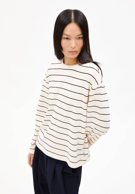 MARYNAA FINE STRIPE | oatmilk-black