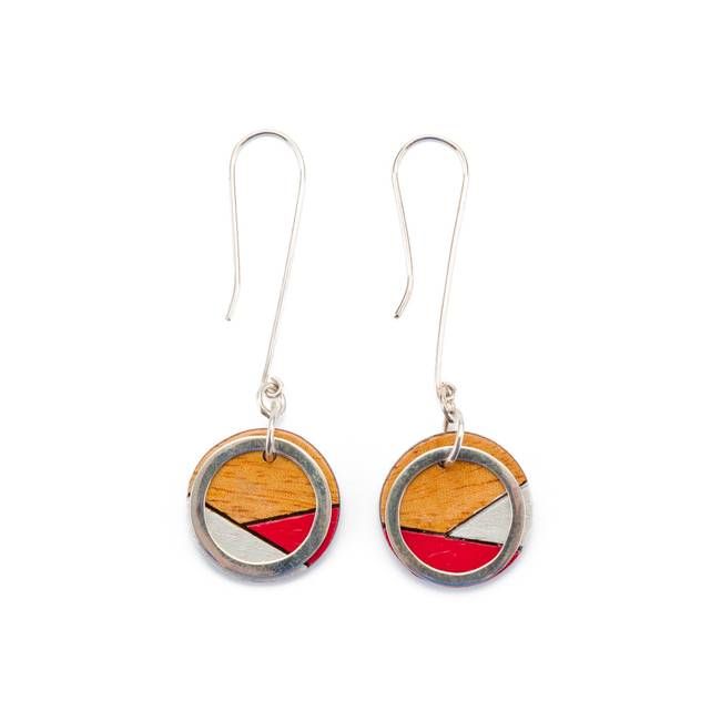 Conture Recycled Wood Silver Dangle Earrings (6 Colours)