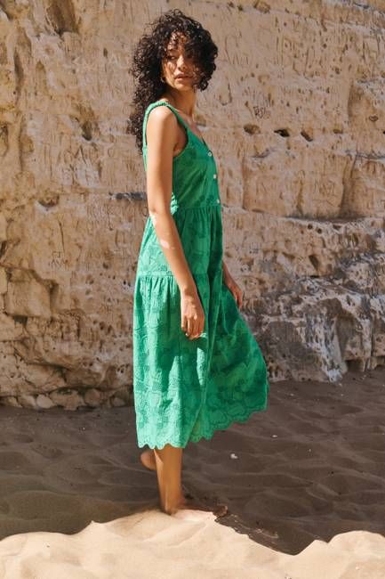 Lowie Green Broderie Josephine Dress