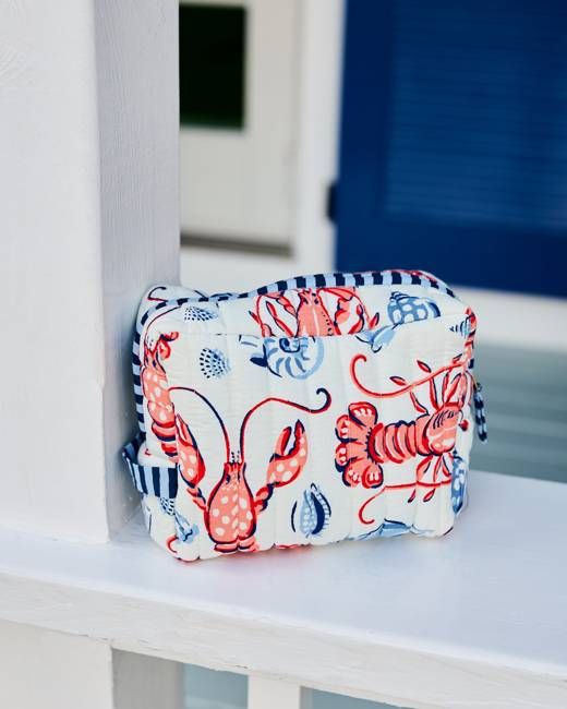 Lobster Landing - Quilted Pouch - Cloud