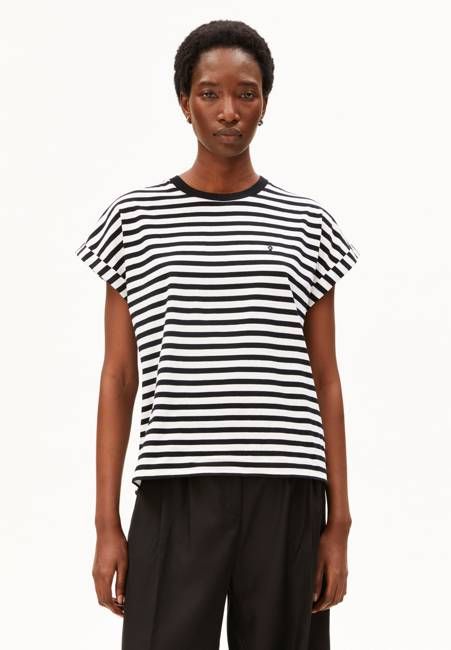 NEUES GESTREIFTES IDAARA T-SHIRT | white-black
