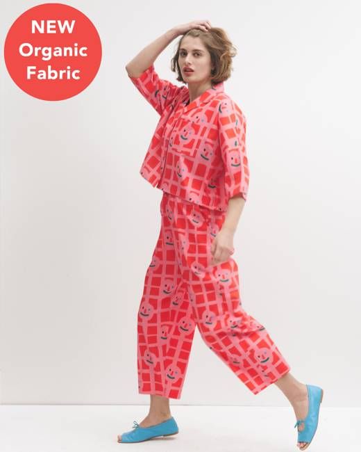 Miss PomPom Red Smiley Barrel Trouser