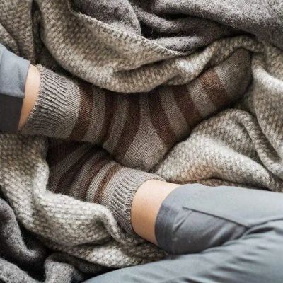 alpaca blend socks / stone & earth stripe — Noctu