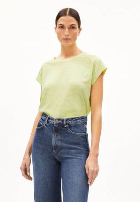 ONELIAA LOVELY STRIPES T-SHIRT | pastellgrün-armedangels hellgelb