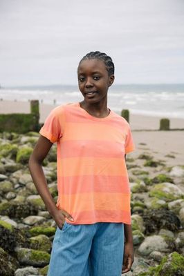 Nori-Sue Organic Cotton Top in Coral and Apricot