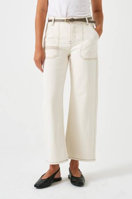 Elodie Cropped Jean in Ecru