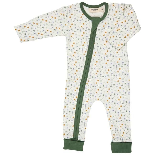 Zip Romper - Flowers, White