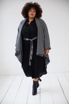 NEW! Wool Cape Coat Cocoon Black White