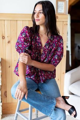 Puff Isla Top - Pink Indigo Organic