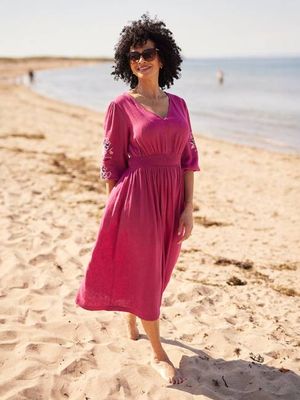 Lizzy Pink Embroidered Dress - Sample